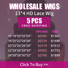 Wholesale Wigs 5PCS Pack 13x4 HD Lace Wig High Quality Virgin Hair