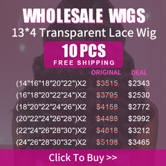 Wholesale Wigs 10PCS Pack 13x4 Transparent Lace Wig High Quality Virgin Hair