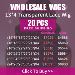 Wholesale Wigs 20PCS Pack 13x4 Transparent Lace Wig High Quality Virgin Hair
