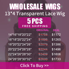 Wholesale Wigs 5PCS Pack 13x4 Transparent Lace Wig High Quality Virgin Hair