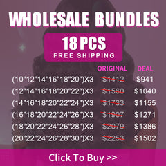 Wholesale Bundles 18PCS Brazillian 10A High Quality Virgin Hair