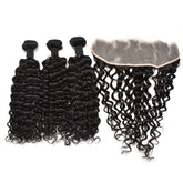 Water Wave Hair 3 Bundles With 13x4 Transparent Lace Frontal High Quality Virgin Hair