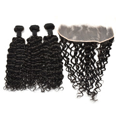 Water Wave Hair 3 Bundles With 13x4 Transparent Lace Frontal High Quality Virgin Hair