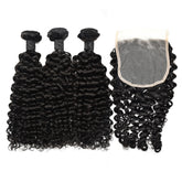 Curly Hair 3 Bundles With 5x5 Transparent Lace Closure High Quality Virgin Hair