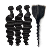 Loose Body Wave Hair 3 Bundles With 5x5 Transparent Lace Closure High Quality Virgin Hair