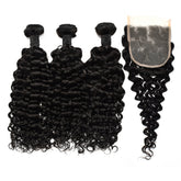Water Wave Hair 3 Bundles With 5x5 Transparent Lace Closure High Quality Virgin Hair