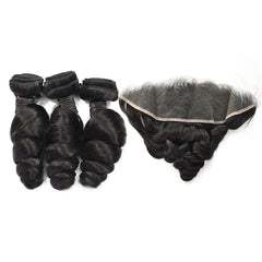 Loose Wave Hair 3 Bundles With 13x4 HD Lace Frontal High Quality Virgin Hair