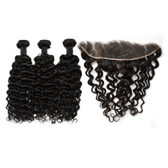Water Wave Hair 3 Bundles With 13x4 HD Lace Frontal High Quality Virgin Hair