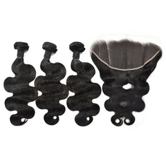 Body Wave Hair 3 Bundles With 13X6 HD Lace Frontal High Quality Virgin Hair
