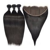 Straight Hair 3 Bundles With 13x6 HD Lace Frontal High Quality Virgin Hair