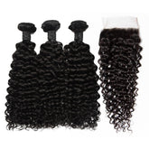 Curly Hair 3 Bundles With 4x4 HD Lace Closure High Quality Virgin Hair