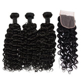 Water Wave Hair 3 Bundles With 4x4 HD Lace Closure High Quality Virgin Hair