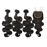 Body Wave Hair 3 Bundles With 5x5 HD Lace Closure High Quality Virgin Hair