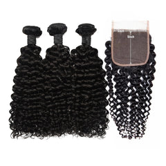 Curly Hair 3 Bundles With 5x5 HD Lace Closure High Quality Virgin Hair