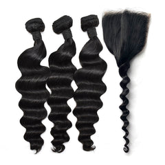 Loose Body Wave Hair 3 Bundles With 5x5 HD Lace Closure High Quality Virgin Hair