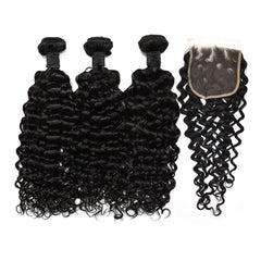 Water Wave Hair 3 Bundles With 5x5 HD Lace Closure High Quality Virgin Hair