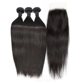 Straight Hair 3 Bundles With 6x6 HD Lace Closure High Quality Virgin Hair