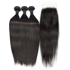 Straight Hair 3 Bundles With 6x6 HD Lace Closure High Quality Virgin Hair