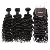 Water Wave Hair 3 Bundles With 6x6 HD Lace Closure High Quality Virgin Hair