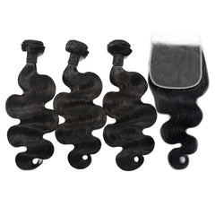 Body Wave Hair 3 Bundles With 7x7 HD Lace Closure High Quality Virgin Hair