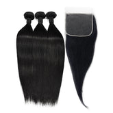 Straight Hair 3 Bundles With 7x7 HD Lace Closure High Quality Virgin Hair