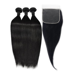 Straight Hair 3 Bundles With 7x7 HD Lace Closure High Quality Virgin Hair