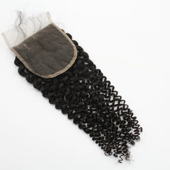 4*4 Transparent Lace Closure Kinky Curly Hair High Quality Virgin Hair