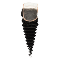 4*4 Transparent Lace Closure Deep Wave Hair High Quality Virgin Hair