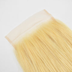 613 Blonde Color 5x5 Transparent Lace Closure Straight Hair High Quality Virgin Hair