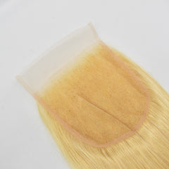 613 Blonde Color 5x5 Transparent Lace Closure Straight Hair High Quality Virgin Hair