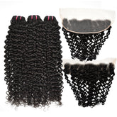 Raw Hair Curly Hair 3 Bundles With 13x4 Transparent Lace Frontal High Quality Hair