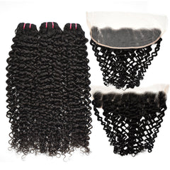 Raw Hair Curly Hair 3 Bundles With 13x4 Transparent Lace Frontal High Quality Hair