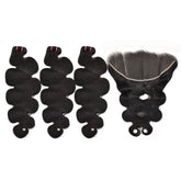 Raw Hair Body Wave Hair 3 Bundles With 13X6 Transparent Lace Frontal High Quality Hair