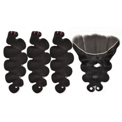 Raw Hair Body Wave Hair 3 Bundles With 13X6 Transparent Lace Frontal High Quality Hair