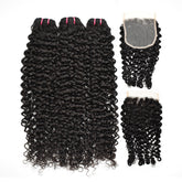 Raw Hair Curly Hair 3 Bundles With 5x5 Transparent Lace Closure High Quality Virgin Hair