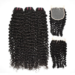 Raw Hair Curly Hair 3 Bundles With 5x5 Transparent Lace Closure High Quality Virgin Hair