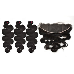 Raw Hair Body Wave Hair 3 Bundles With 13X4 HD Lace Frontal High Quality Hair