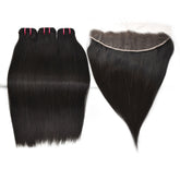 Raw Hair Straight Hair 3 Bundles With 13x4 HD Lace Frontal High Quality Hair