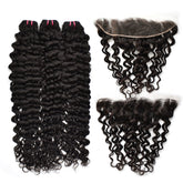 Raw Hair Water Wave Hair 3 Bundles With 13x4 HD Lace Frontal High Quality Hair