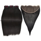 Raw Hair Straight Hair 3 Bundles With 13x6 HD Lace Frontal High Quality Hair