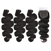 Raw Hair Body Wave Hair 3 Bundles With 4x4 HD Lace Closure High Quality Hair