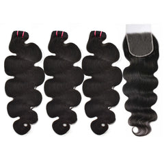 Raw Hair Body Wave Hair 3 Bundles With 4x4 HD Lace Closure High Quality Hair
