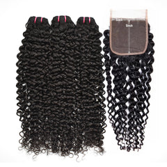 Raw Hair Curly Hair 3 Bundles With 5x5 HD Lace Closure High Quality Hair