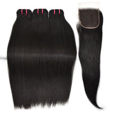 Raw Hair Straight Hair 3 Bundles With 5x5 HD Lace Closure High Quality Virgin Hair