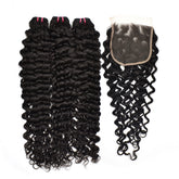 Raw Hair Water Wave Hair 3 Bundles With 5x5 HD Lace Closure High Quality Hair