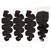 Raw Hair Body Wave Hair 3 Bundles With 6x6 HD Lace Closure High Quality Hair