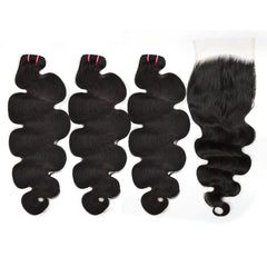 Raw Hair Body Wave Hair 3 Bundles With 6x6 HD Lace Closure High Quality Hair