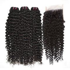 Raw Hair Curly Hair 3 Bundles With 6x6 HD Lace Closure High Quality Hair
