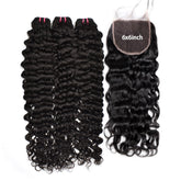 Raw Hair Water Wave Hair 3 Bundles With 6x6 HD Lace Closure High Quality Hair