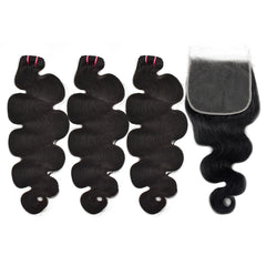 Raw Hair Body Wave Hair 3 Bundles With 7x7 HD Lace Closure High Quality Hair
